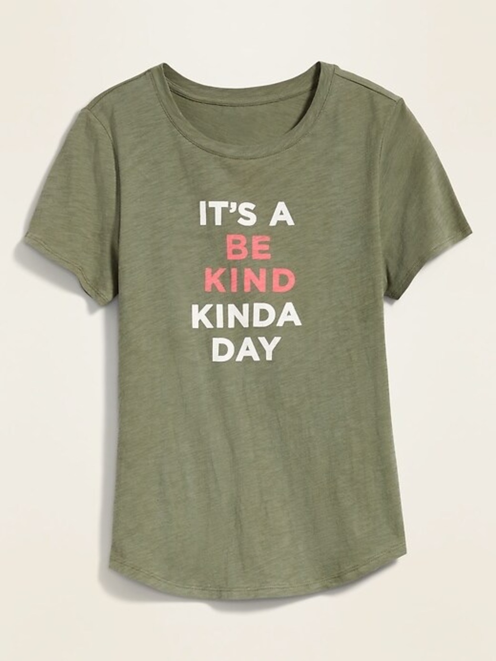 Old Navy Olive Green Short Sleeve 'Be Kind' Graphic Tee